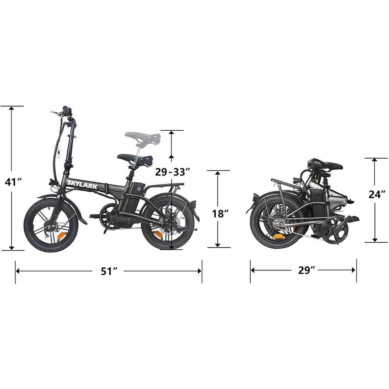 Nakto 16" Skylark 2 - 48V 8Ah 500W Folding Electric City Bike - 100% Financing Available!