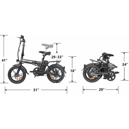 Nakto 16" Skylark 2 - 48V 8Ah 500W Folding Electric City Bike - 100% Financing Available!