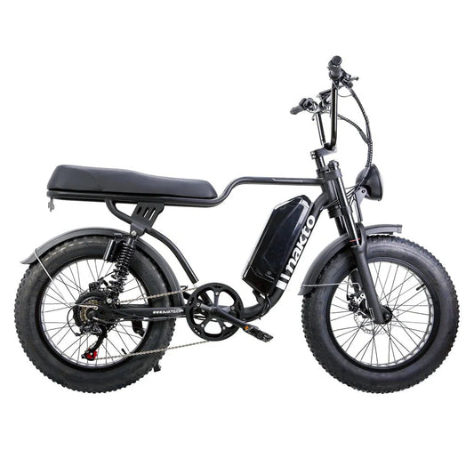 Nakto F2 and F2 Plus Electric Bike - 48V, 750W peak, 16Ah, range 60 miles, max speed 28 mph, max load 400 lbs., banana seat