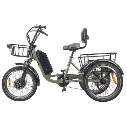 Nakto S03 Electric Trike - 48V, 750W peak, 16Ah, range 60 miles, max load 400 lbs., cargo rack - 100% Financing Available!