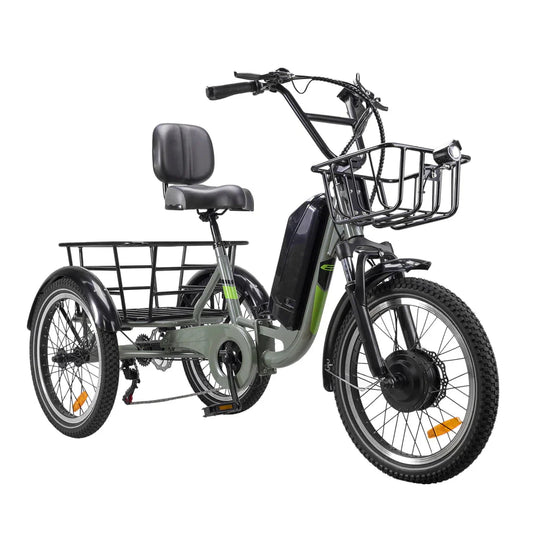 Nakto S03 Electric Trike - 48V, 750W peak, 16Ah, range 60 miles, max load 400 lbs., cargo rack - 100% Financing Available!