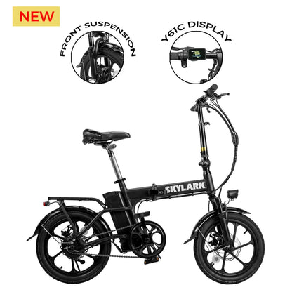 Nakto 16" Skylark 2 - 48V 8Ah 500W Folding Electric City Bike - 100% Financing Available!
