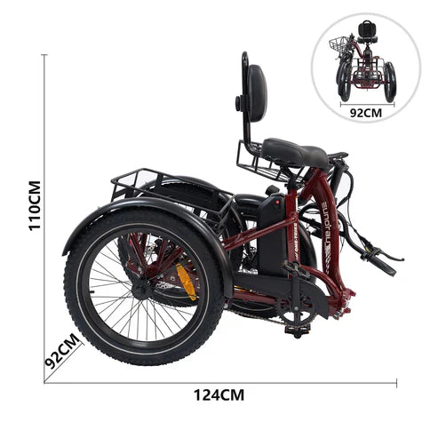 Eunorau ONE-TRIKE 2.0 Folding Electric Trike 48V 500W, upto 50 Mile Range -  100% Financing Available!