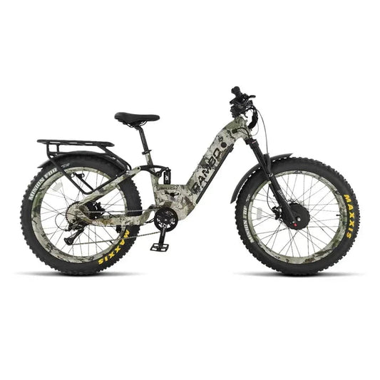 Rambo Hellcat 2.0 FS All-Wheel Drive Fat Tire Electric Bike - 48V 20-30Ah dual 1000W hub motors, full-suspension, built-in cargo rack - Financing Available!