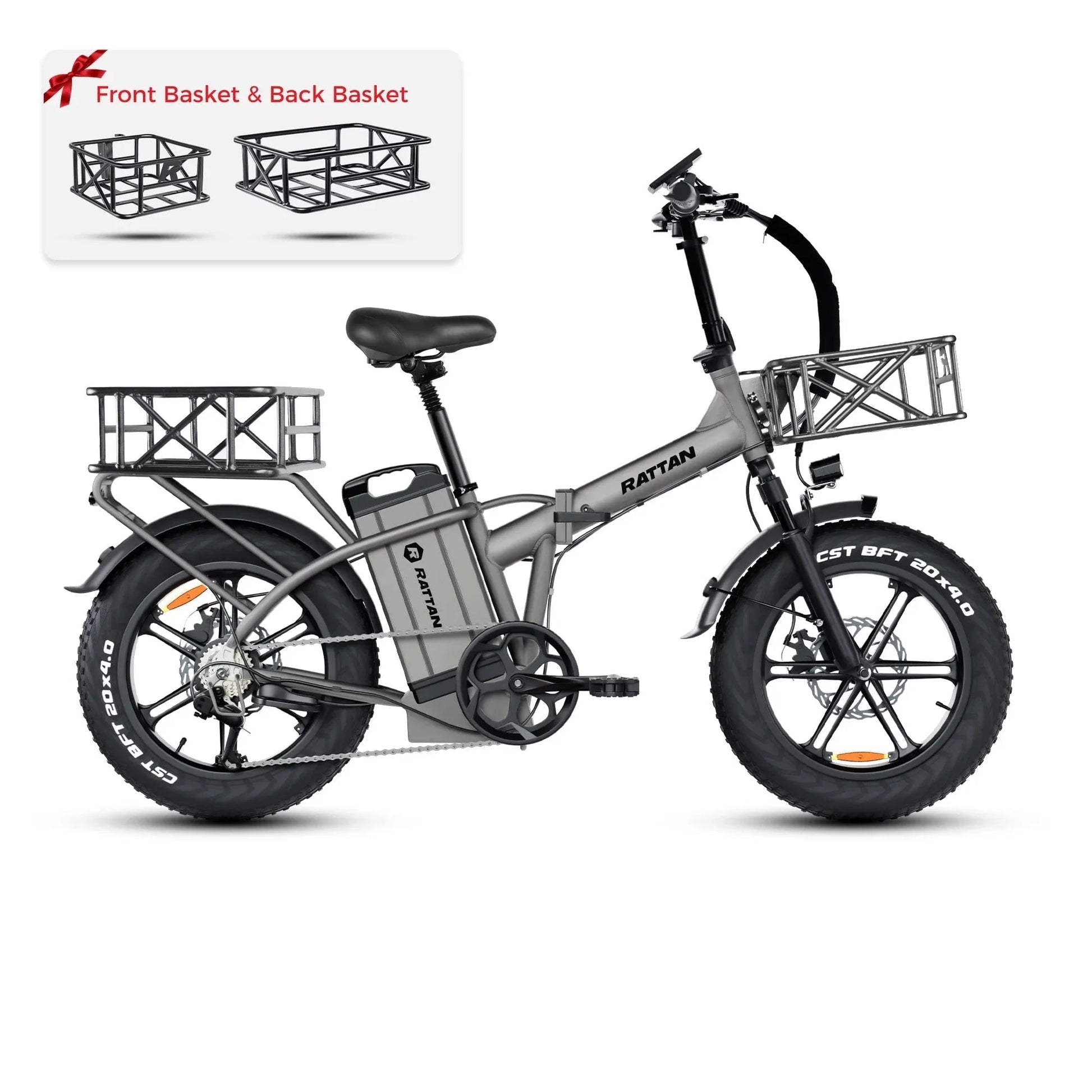 Rattan LM ULTRA 1000W 48V 40.5Ah Brushless Gear Hub Motor Full Suspension Fat Tire 4.0 Foldable 2-Seater Electric Bike with Hydraulic Brakes and Max Range of 120 Miles! - Financing Available! - Coming May 2026