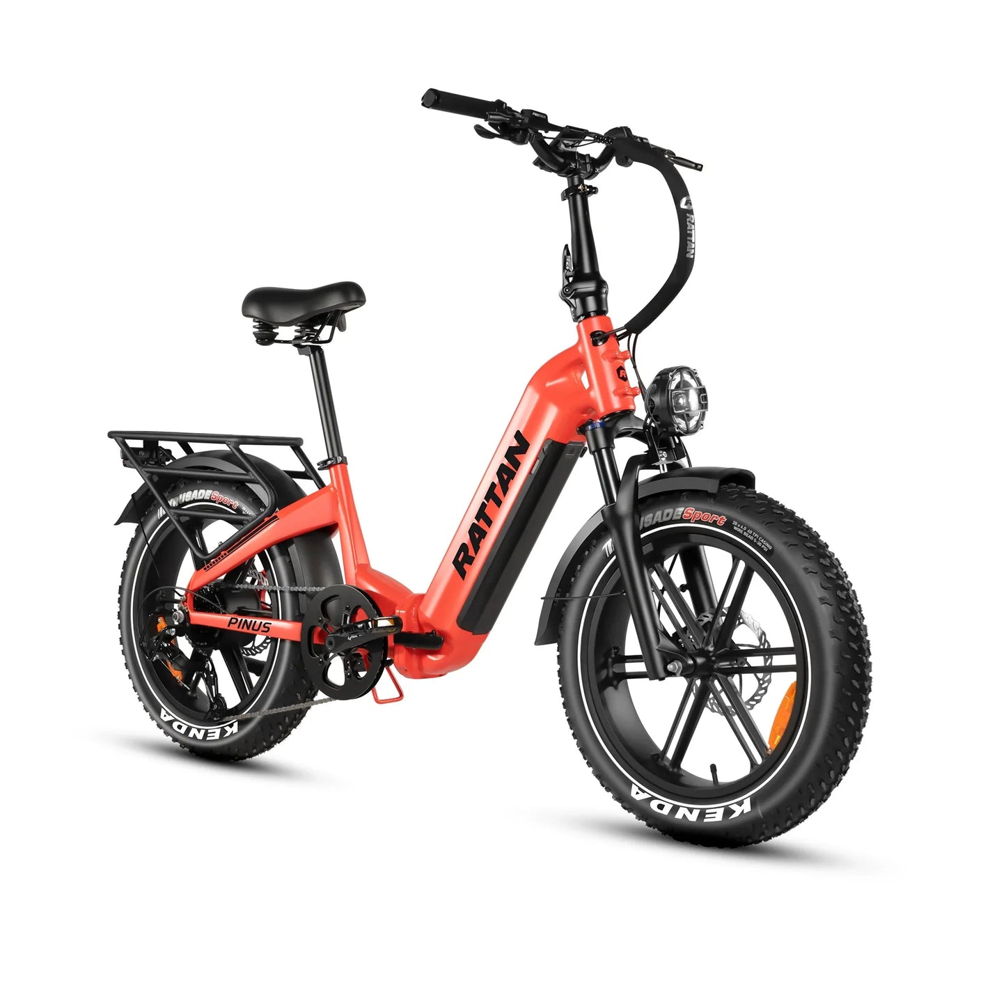 Rattan Pinus 20" * 4" Fat tire eBike, LCD Display with App control, 1200w (peak) motor, Class-3 speed(Top Speed 28mph), 48V 960Wh Battery and a step-through frame.
