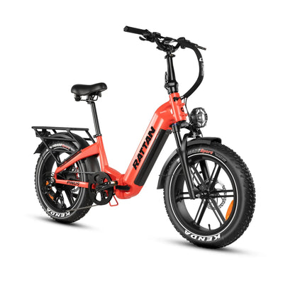 Rattan Pinus 20" * 4" Fat tire eBike, LCD Display with App control, 1200w (peak) motor, Class-3 speed(Top Speed 28mph), 48V 960Wh Battery and a step-through frame.