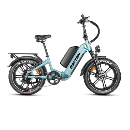 Rattan Pinus 20" * 4" Fat tire eBike, LCD Display with App control, 1200w (peak) motor, Class-3 speed(Top Speed 28mph), 48V 960Wh Battery and a step-through frame.