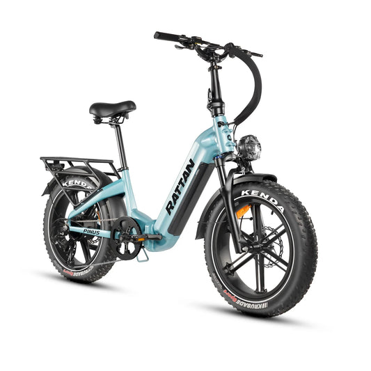 Rattan Pinus 20" * 4" Fat tire eBike, LCD Display with App control, 1200w (peak) motor, Class-3 speed(Top Speed 28mph), 48V 960Wh Battery and a step-through frame.