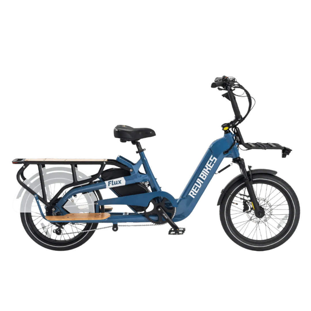 Revi Bikes Flux Electric Cargo Bike 48V, 750W/1200W Peak Motor, 440-lb load capacity, step-thru - 100% Financing Available!