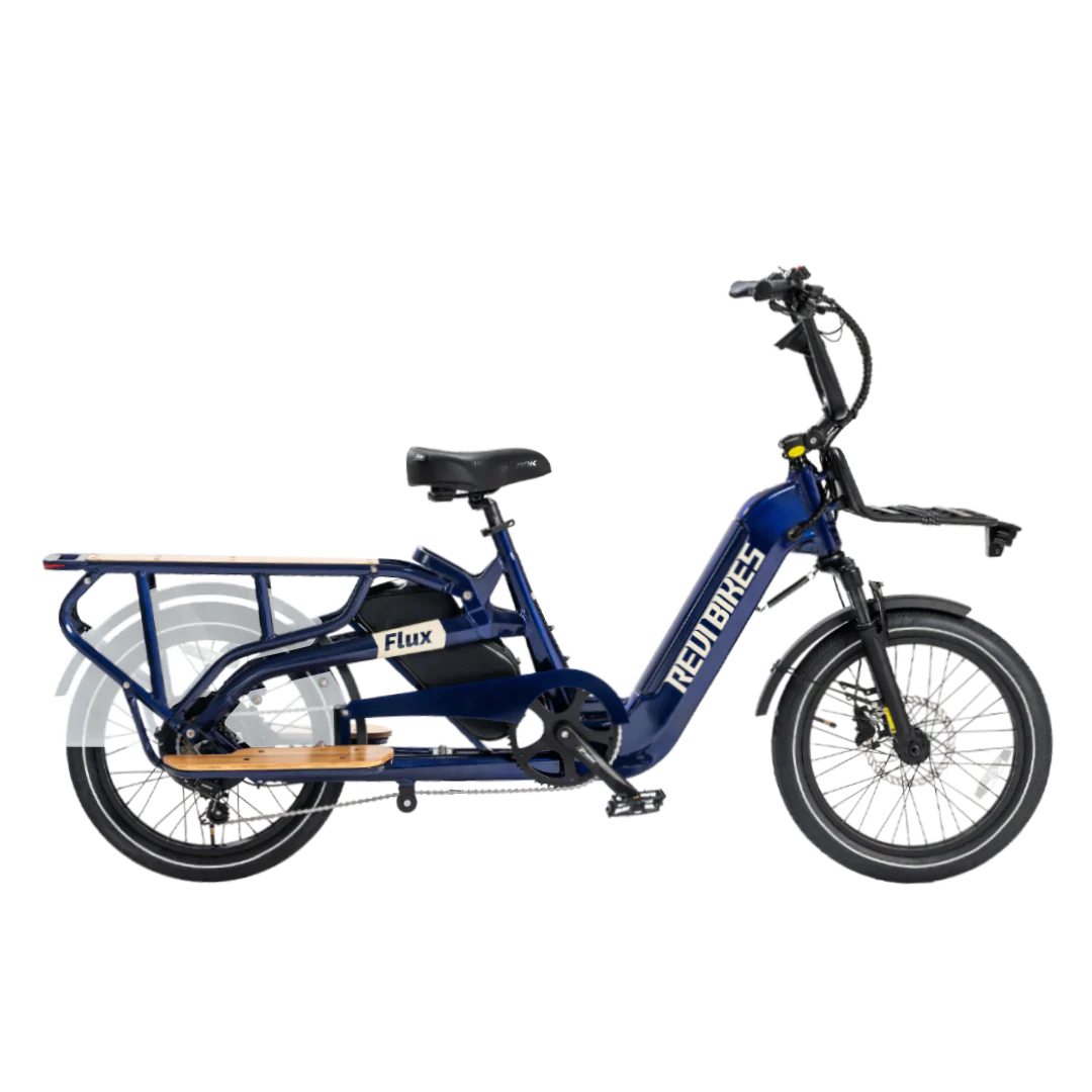 Revi Bikes Flux Electric Cargo Bike 48V, 750W/1200W Peak Motor, 440-lb load capacity, step-thru - 100% Financing Available!