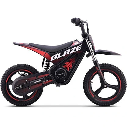 MotoTec 36V 350W (500W peak) Blaze Electric Dirt Bike, 5.2Ah, front and rear suspension, variable full twist throttle - 100% Financing Available!