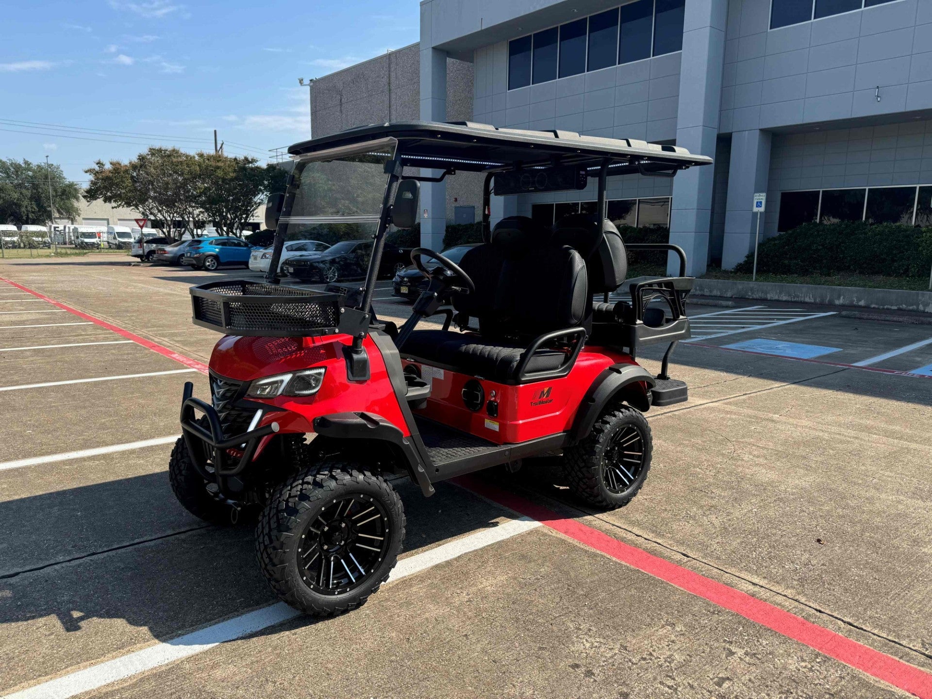 Trailmaster TBM X4, 48V Electric Golf Cart, Four Passenger, Electromagnetic Braking, Custom Rims, Lifted, Ground Effects LED lights, 10.5 LED Display, 48 Mile range, High/Low Trans