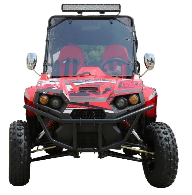 TrailMaster Challenger 200X UTV / Go kart Youth and Adult  adjustable Steering Wheel and Seat, Wind Shield, Light Bar