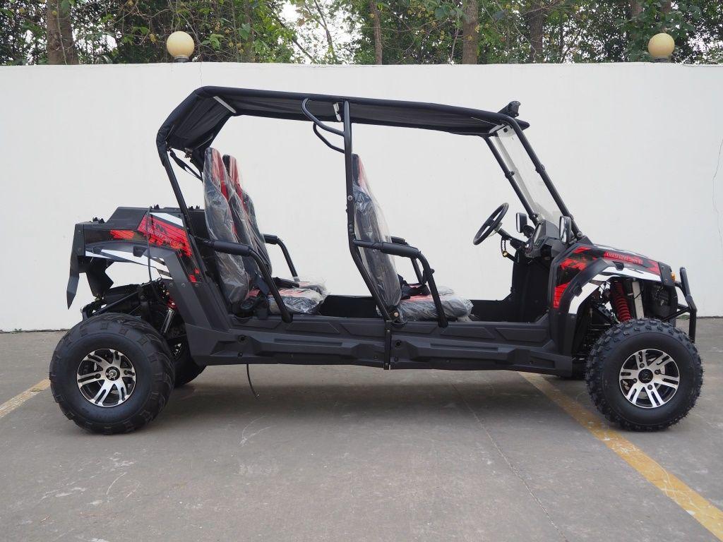 TrailMaster Challenger 4-300X EFI UTV Chrome Rims, Bimini Top, Full roll Cage, Light Bar, Brush Guard. Independent Rear
