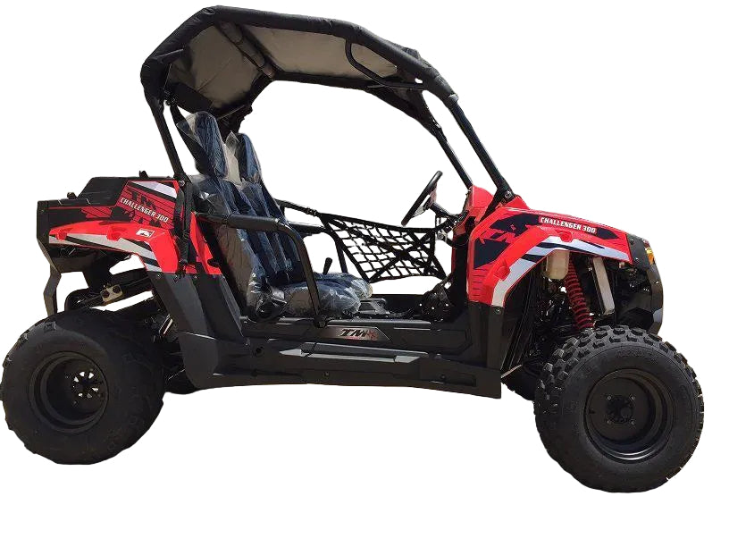 Trailmaster Challenger 300E EFI UTV / side-by-side, 52 Inch Wide, High Back Seats, CVT trans, Intergrated Hitch, Cargo Area, Bimini Top