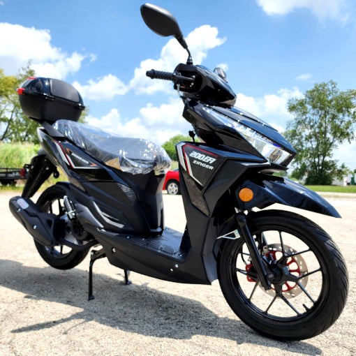 200cc 4 Stroke EFI Gas Moped Scooter W/ LED Lights - ZINGER 200 BLACK
