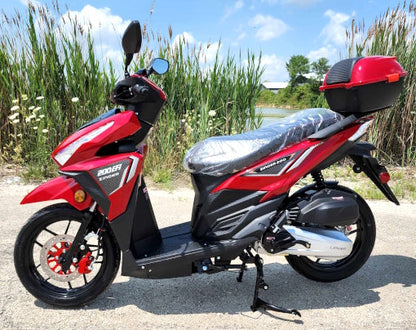 200cc 4 Stroke EFI Gas Moped Scooter W/ LED Lights - ZINGER 200 RED