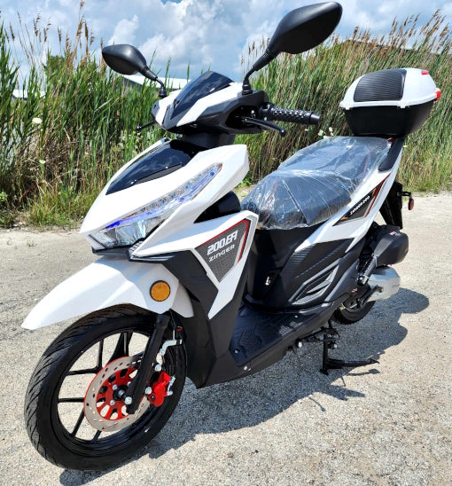 GSI - 200cc 4 Stroke EFI Gas Moped Scooter Fully Assembled W/ LED Lights - ZINGER 200