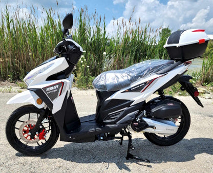 200cc 4 Stroke EFI Gas Moped Scooter W/ LED Lights - ZINGER 200 WHITE