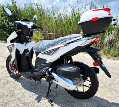 200cc 4 Stroke EFI Gas Moped Scooter W/ LED Lights - ZINGER 200 WHITE