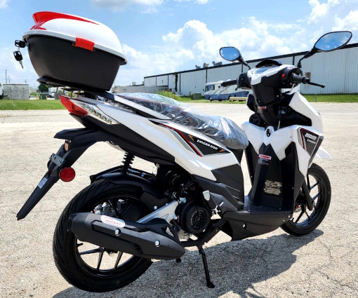 200cc 4 Stroke EFI Gas Moped Scooter W/ LED Lights - ZINGER 200 WHITE